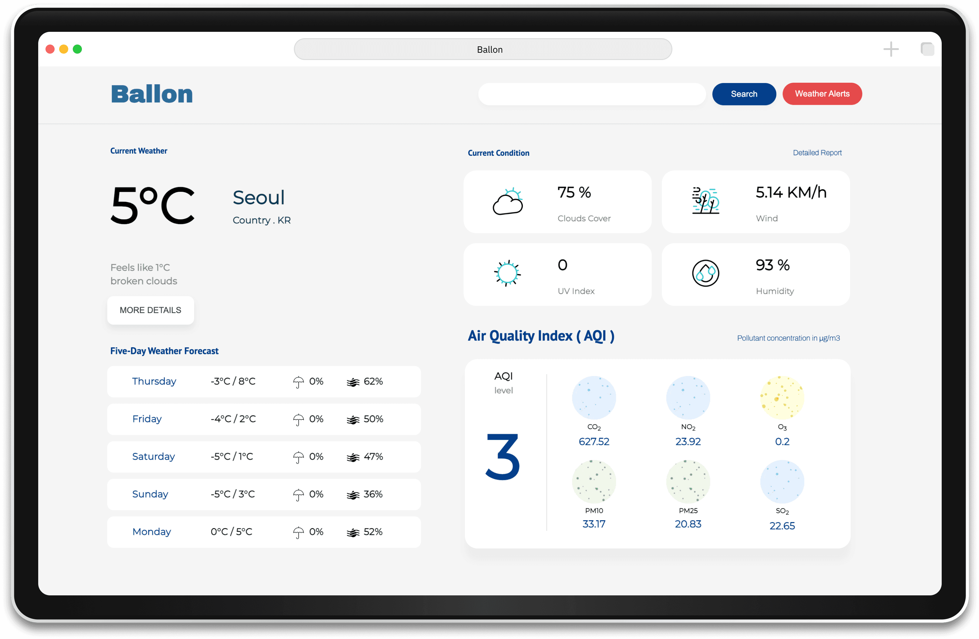 Phone screen with weather App openend